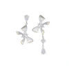 Asymmetrical bow earrings for women, original and niche design, sweet and elegant, high-end, 925 silver needle earrings Item Picture